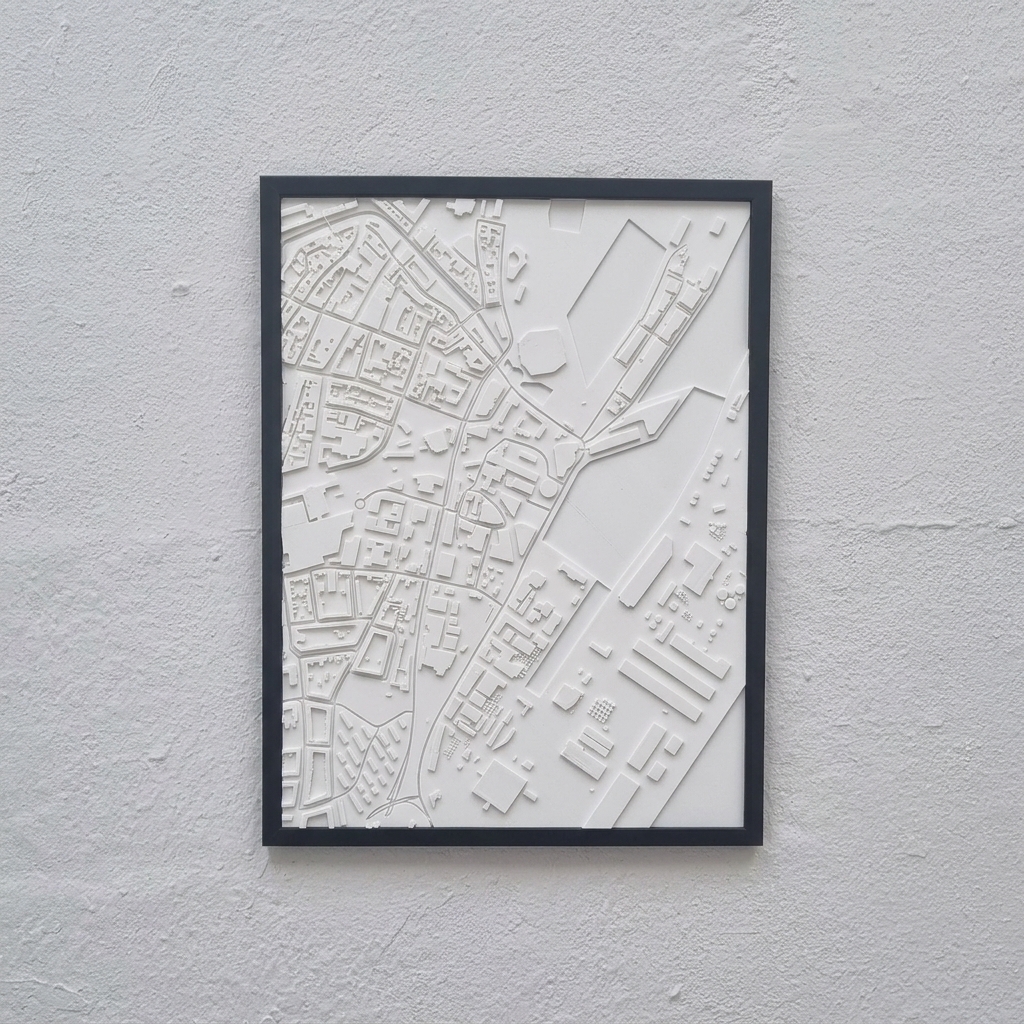 Aarhus — 3D-relieffkort i sort ramme