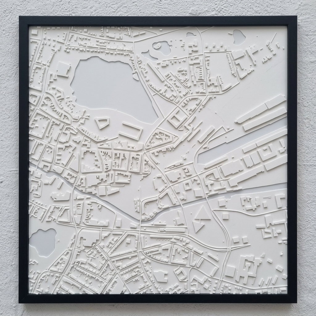 Kolding — 3D-relieffkort i sort ramme