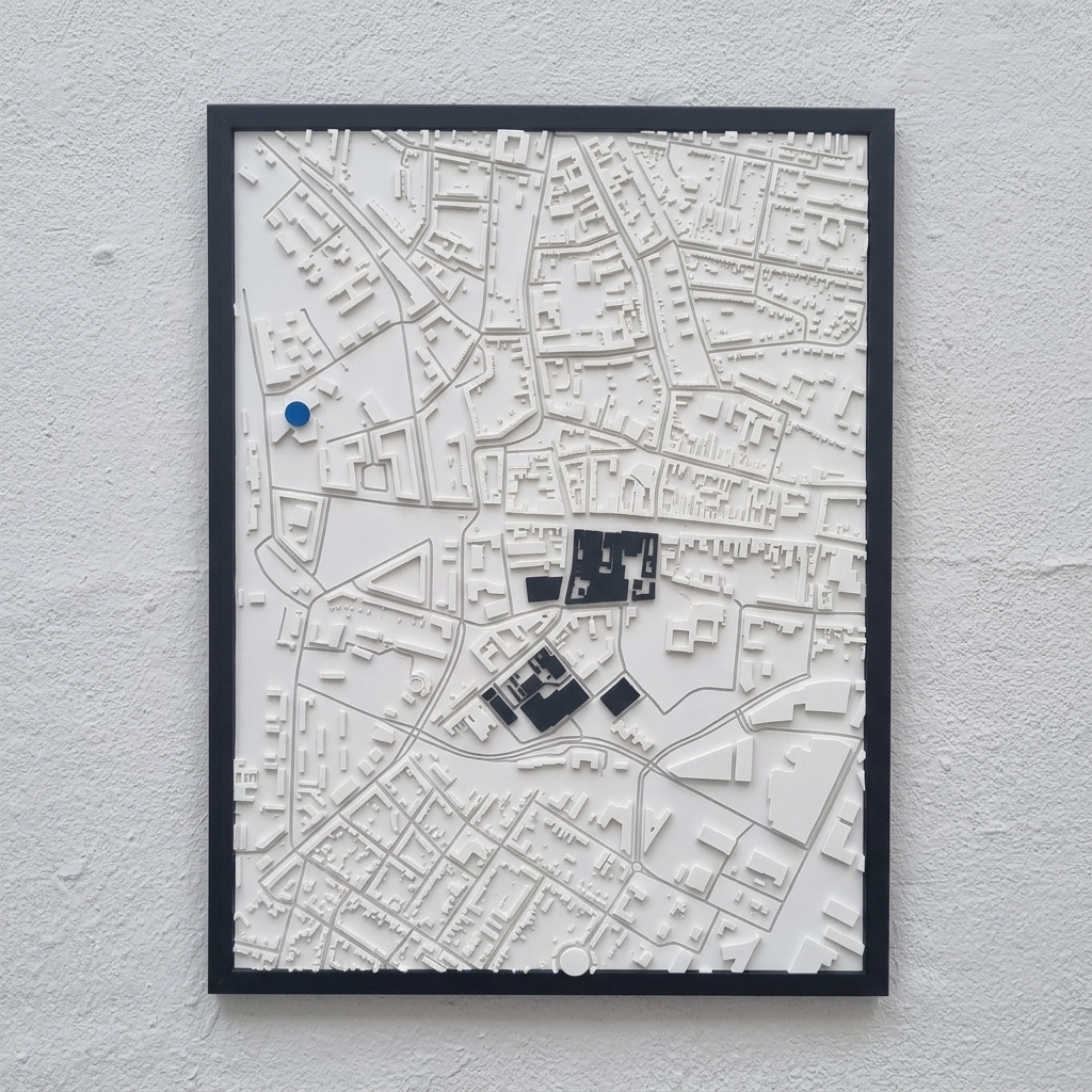 Horsens — 3D-relieffkort i sort ramme
